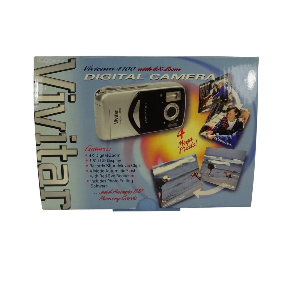 Vivitar ViviCam 4100 Digital Camera‎ 4.0MP 4x Zoom Silver Vintage Boxed Bundle